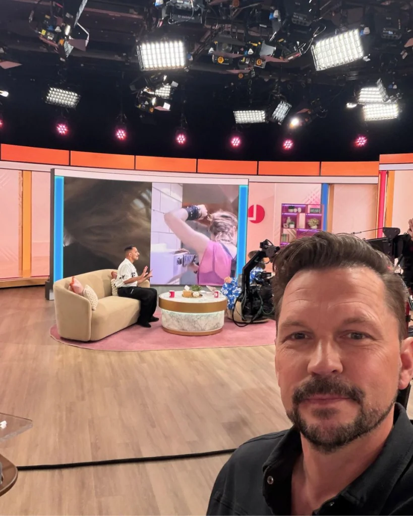 Jimmy Doherty taking a selfie on the set of ITV's Lorraine
