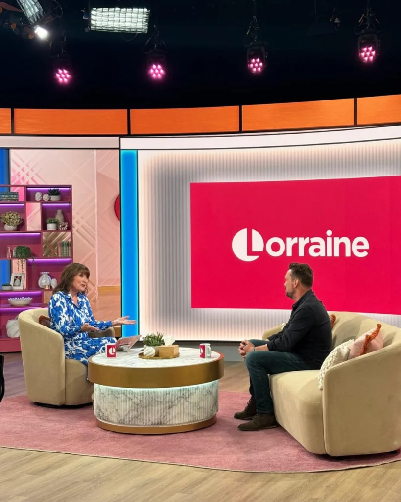 Jimmy Doherty being interviewed by Lorraine Kelly on the ITV Lorraine sofa